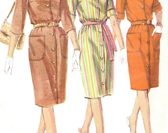 1960s Simplicity Sewing Pattern 6040 Womens Mandarin Collar Button Front Dress Proportioned Sizes Size 16 Bust 36 UnCut Vintage Patterns