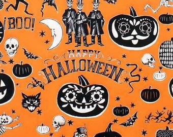 Alexander Henry Fabric, Crafty Calaveras, 7954A Orange, 100% Cotton, #106