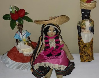 Three International Dolls, 2 from Jamaica 1 South America