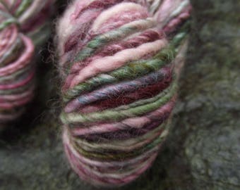 Handspun yarn, handpainted wool Bluefaced Leicester BFL worsted yarn multiple skeins available-Rose Garden