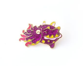 Flamboyant Cuttlefish Enamel Pin (hard enamel pin kawaii glitter pin lapel pin badge cute octopus jewelry cephalopod cloisonne backpack pin)