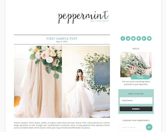 Wordpress Theme Responsive Blog Design "Peppermint" - Minimalist and cute - eCommerce Ready