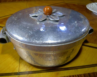 aluminum and bakelite art deco serving dish