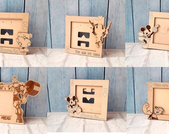 Set of photo frames. Vector model for CNC laser cutting. CNC files, CNC patterns. Wooden frame, gift for her, gift for him. Valentine's Day