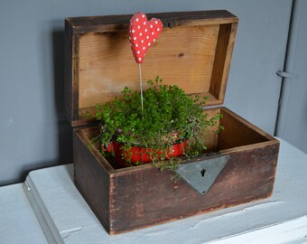 Vintage wood tool chest - Carpenter's chest - Wood tool box - Vintage storage - Industrial tool box - Antique decor.