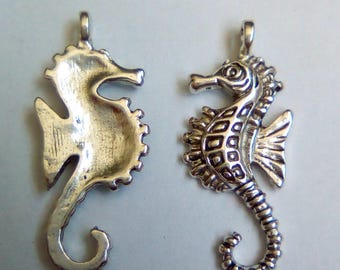 5 28x12mm silver seahorse charm