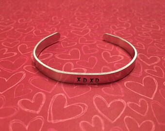 Hand stamped skinny cuff bangle