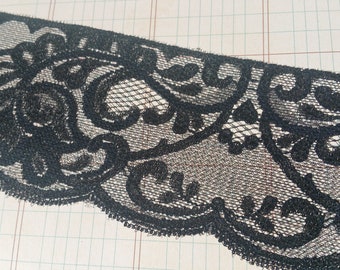 Black Lace Trim - Sewing Lace - 2 7/8" Wide - 7 Yards - LAST OF SPOOL - Destash Sale