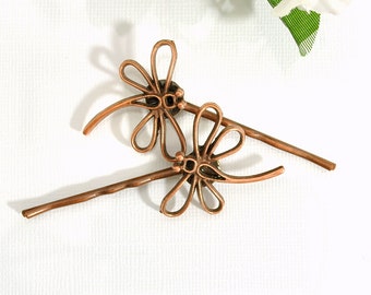 Dragonfly Hair Pin Copper Bobbies Dragonfly Hair Jewelry Woodland Bobby Pins