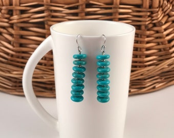 Sterling silver hook earrings,Turquoise, gift for her, free shipping