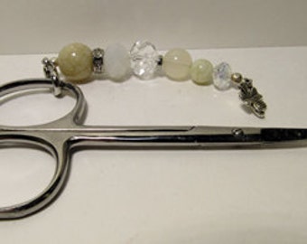 Beads And Glass Scissor Fob Minder for Embroidery Needlepoint Scissors Zipper Pull