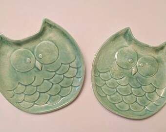 Owl Dish - Owl - Plate - Pottery glaze - Salad Plate - Spoon Rest - Ring Holder