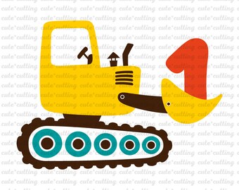 Construction birthday svg, First Birthday svg, Birthday boy, excavator svg, dxf cutting files for Silhouette Cameo, Portrait, Curio, Cricut