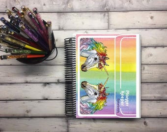 Laminated Planner Covers and Dashboards - Trapper Keeper - Rainbow Unicorn
