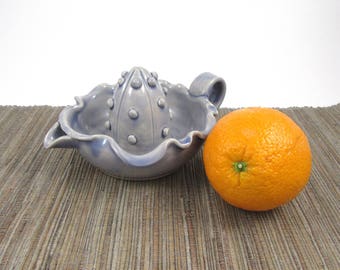 Filtering Citrus Juicer, Hand Made Ceramic Pottery Juicer in Pale Lavender Purple with Spout and Handle, Pottery Lemon Orange, Ready to Ship