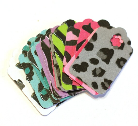 Small Gift Tags 25 50 100 Bright Animal Print Card Stock