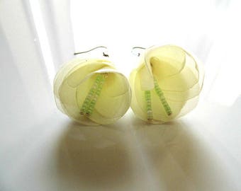 Silk ivory Flower Earrings