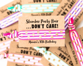 Sleepover Party Hair Tie Favors | Personalized Birthday Party Hair Tie Favors, Slumber Party Hair Tie Favors, Teen Tween Girl Birthday Favor