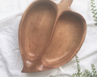 Leaf shaped serving dish/ wood tray