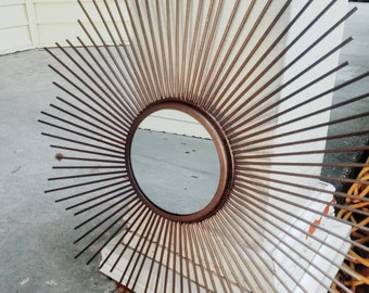 Holiday Sale! Starburst Mirror / Retro / Atomic/ Mid Century Modern Decor / Gold & oil rubbed bronze/ Mirror/ Sunburst/ MCM/Vintage/ antique