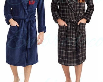 Plush warm soft fleece, Personalized Robe for Men