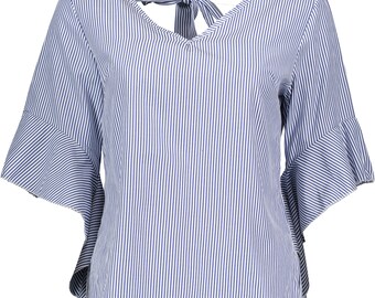 SMAI NYC Women Casual Comfortable Relaxed 3/4 Wrapped Bell Sleeve Blouse Top