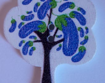 Button tree blue Eggplant vegetable scrapbooking