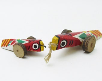 Pair small Kijiguruma.Vintage Japanese Folk Art.Local craft.#fa80.msjapan