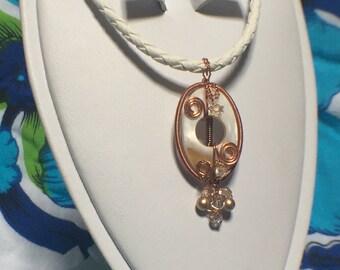 Mother of Pearl Pendant Necklace - "Lace"