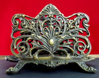 Art Nouveau Ornate Brass Letter Napkin Holder