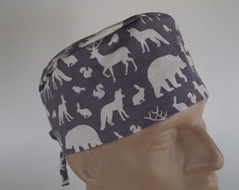 Wildlife - Men's Surgical Scrub Hat with sweatband option - scrub cap, bakers hat, 29-450