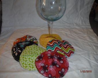 Set of 6 Bright Artsy Wine Glass Coasters -- Oversized --DreamscapesByCyn