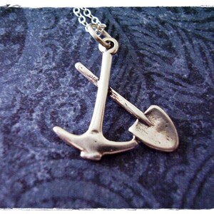 Silver Pick and Shovel Necklace - Sterling Silver Pick and Shovel Charm on a Delicate Sterling Silver Cable Chain or Charm Only