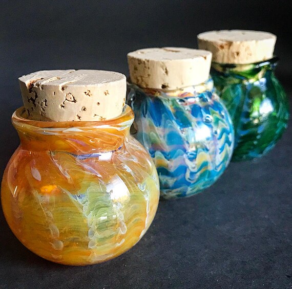 Gratitude Glass Jars BlownGlass Stash Jars and Qtip jars