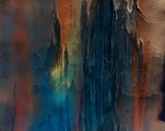 16x20 inch Amazonite #2 Abstract Art Spiritual Painting On Stretched Canvas Energy Art Spray Paint Healing Energy 40x50 centimeters