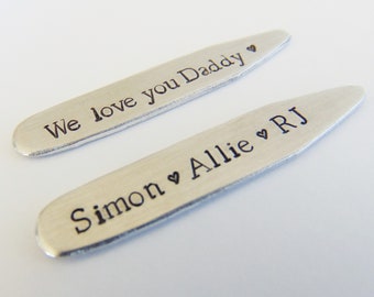 Father's Day Gift, Father's Day Card, Hand Stamped Collar Stays, Personalized Dad Gift, Father's Day Gift Daughter, Gift for Dad, Custom