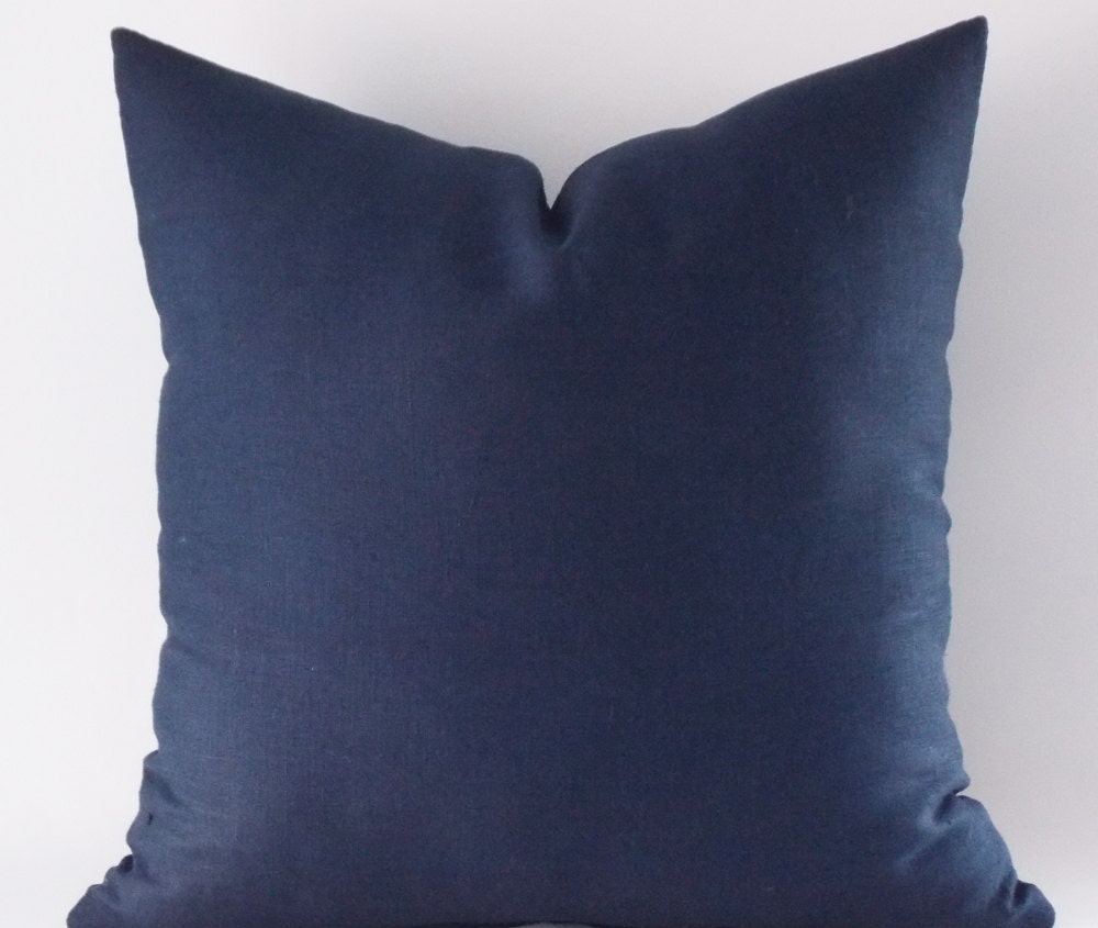 Navy Linen Pillow Cover Cushion Cover Decorative Throw