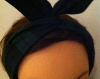 Wired headband black watch tartan