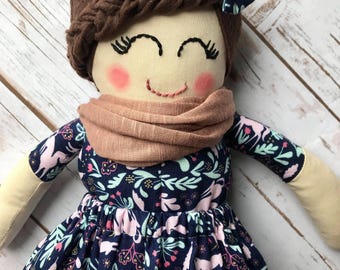 Handmade doll-cloth doll-modern rag doll-ready to ship