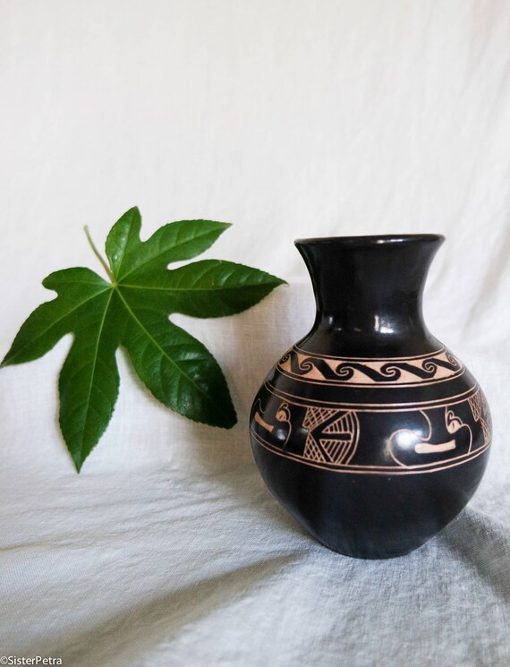 Native Motif Carved Vase