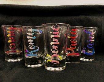 Personalized Shot Glasses, Bridesmaid Shot Glass, Bachelorette Shot Glass, Bridal Party Gift, Party Favors, Custom Shot Glasses