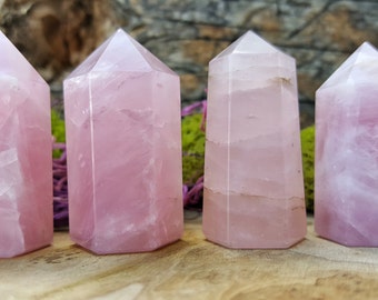Rose Quartz Crystal Tower Point - Crystal Healing, Reiki, and Crystal Grids 091