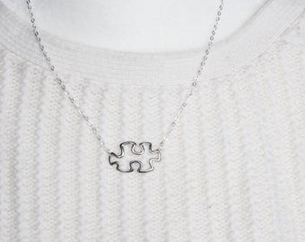 Autism awareness necklace, Autism awareness Jewelry, Autism Jewelry, Autism Mom Necklace, Teacher Necklace, Pizzle piece cross bar necklace