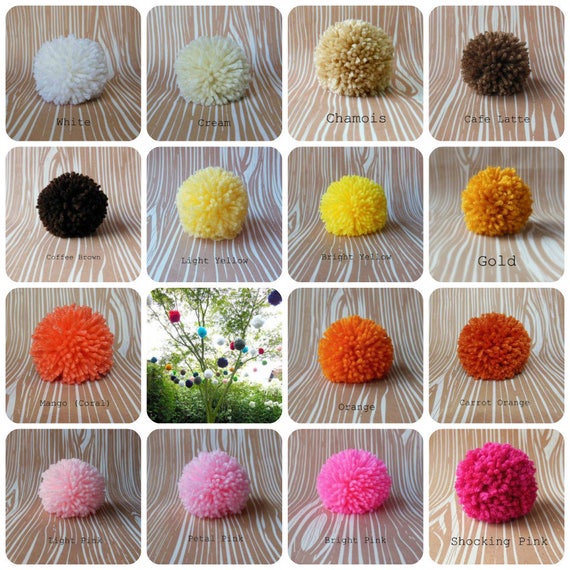Set of 6 Yarn Pom Poms Extra Large 4.5 inch