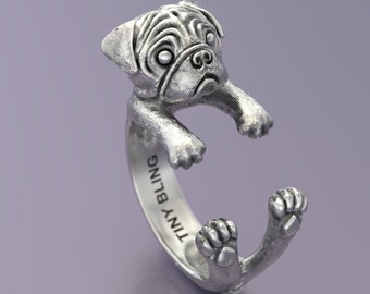 PUG Ring in Oxidized Sterling Silver
