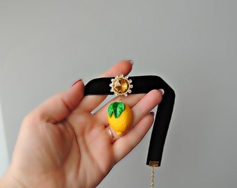 Velvet choker - Sunny lemon