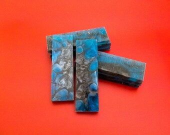 Black and blue resin cast knife scales - Individual set