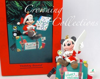 Enesco Disney Holiday Bound Mickey Suitcase Ornament Traveling Photographer Suitcase Map Vintage Treasury of Christmas Mickey & Co.