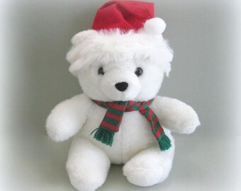 Christmas Bear Teddy Bear Toy Bear Stuffed Bear Doll Plushy Bear White Bear Plush Bear White Teddy Bear Plushie Bear Santa Bear Holiday Bear