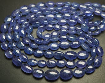 8 Inch Strand,Finest Quality,Natural TANZANITE Smooth Oval Nuggets,9-12mm size